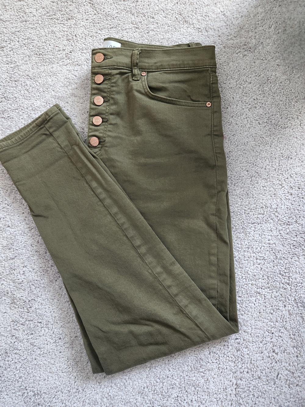 LOFT Olive Skinny Button-Fly Jeans